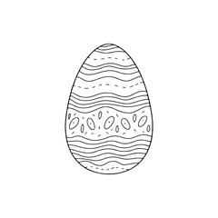 Hand drawn Easter egg with line, dots doodle ornament, decorative elements in vector for coloring book. Best for decoration, logo, symbol, print, scrapbooking, greeting card, invitation