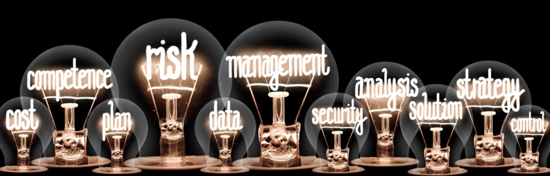 Light Bulbs With Risk Management Concept