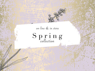 Elegant social media trendy feminine dusty lavender floral elements and templates