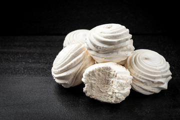  Russian marshmallow on black background.