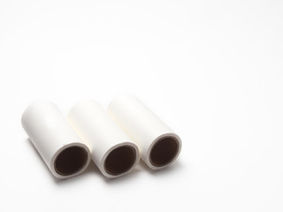 Spare tape for cleaning roller, for cleaning clothes or fabric from animal hair or fur. Isolated white background