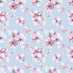 Watercolor seamless pattern with cherry blossomimg. Ideal for wedding, textile, gift wrapping paper, apparel, home decor