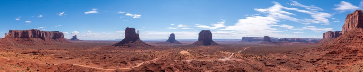 colorful monument valley panorama landscape on a sunny day, utah, arizona