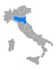 Karte von Emilia-Romagna in Italien