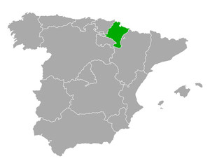 Plakat Karte von Navarra in Spanien