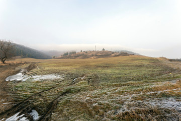 Frosty hills on a winter day