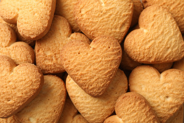 Texture of heart shaped cookies, close up