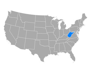 Karte von West Virginia in USA