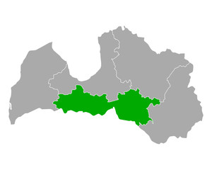 Karte von Zemgale in Lettland
