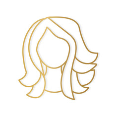golden woman with lush hair icon- vector illustration