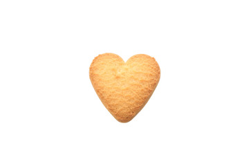 Heart shaped cookie isolated on white background, close up