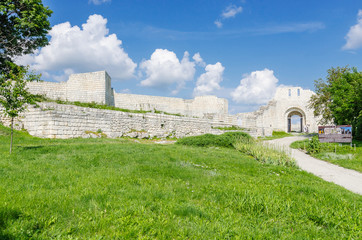 Partially reconstructed walls and main gate of the Shumen fortress, Bulgaria