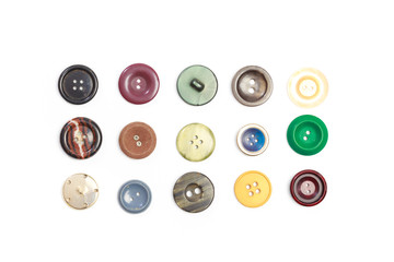Set of vintage cloth button closeup on white background - Image