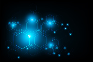 Abstract futuristic circuit hexagon.connection line circuit.vector and illustration