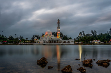 A long exposure shot of a beautiful mosque in Malaysia.