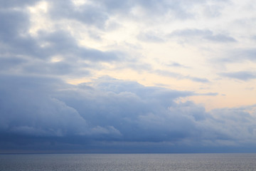 Rain cloud. The sky before the rain, gloomy heavy clouds. Natural background.