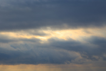 Rain cloud. The sky before the rain, gloomy heavy clouds. Natural background.