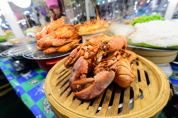 Big lobster baked on tray