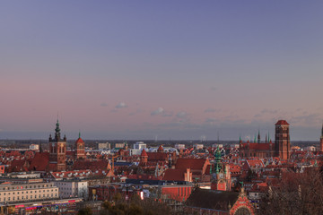 Fototapeta na wymiar panoramic view of evening gdansk in poland view of the old city and main attractions in winter