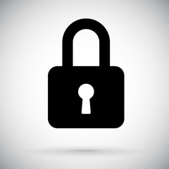 Closed padlock. Black icon