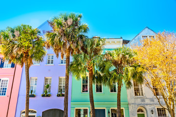 Fototapeta premium Colourful Rainbow Row, Charleston SC