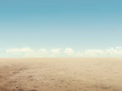 arid desert land with sky