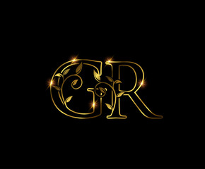 Golden G, R and GR Luxury Letter Logo Icon 