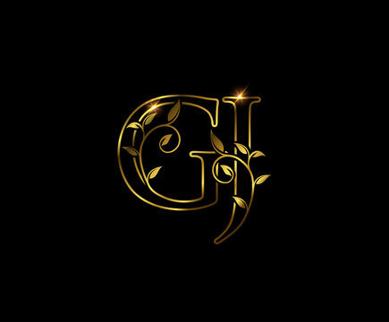 Golden G, J and GJ Luxury Letter Logo Icon 