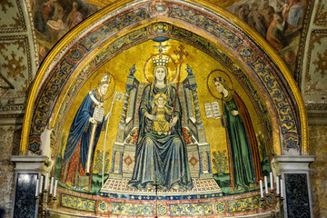 Fototapeta na wymiar Mosaic of Basilica of Santa Restituta in Cathedral Duomo di San Gennaro, Naples, Italy