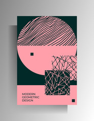 Geometric duotonic design for cover, poster. Hand-drawn graphic elements. Vector 10 EPS.