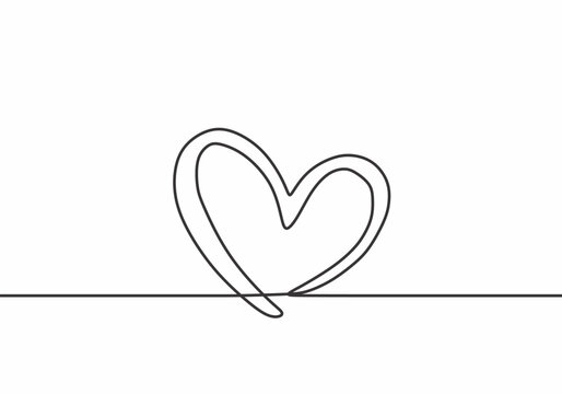 Continuous line drawing heart vector. Minimalism art of love sign and symbol.