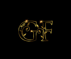 Golden G, F and GF Luxury Letter Logo Icon 