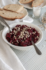 Beetroot salad, vegetarian-vegan  healthy eating