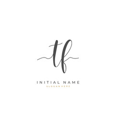 Handwritten initial letter T F TF for identity and logo. Vector logo template with handwriting and signature style.