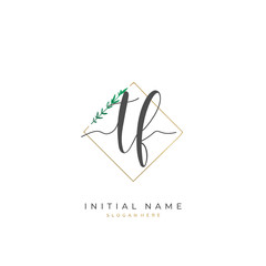 Handwritten initial letter T F TF for identity and logo. Vector logo template with handwriting and signature style.