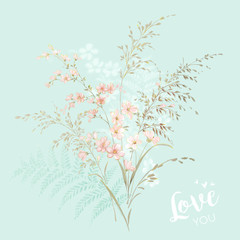 Watercolor flowers set,Floral background for fashion prints. Design for textile, wallpapers, wrapping, paper. Spring flowery texture