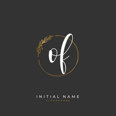 Handwritten initial letter O F OF for identity and logo. Vector logo template with handwriting and signature style.