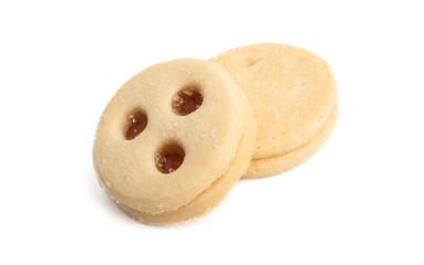 round cookies with jam isolated