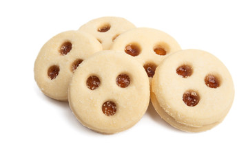 round cookies with jam isolated