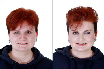 Vorher Nachher Vergleich Gesicht Frau Visagistik Porträt