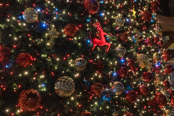 Night  view of a Christmas tree decorated for the celebration of Christmas in the square in the old...