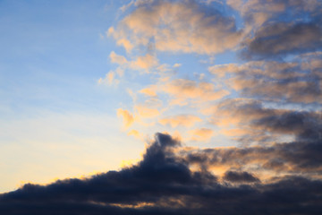 Rain cloud. The sky before the rain, gloomy heavy clouds. Natural background.