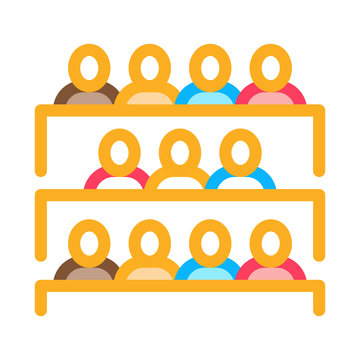 Student Class at Desks Icon Vector. Outline Student Class at Desks Sign. Isolated Contour Symbol Illustration