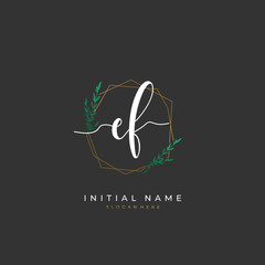 Handwritten initial letter E F EF for identity and logo. Vector logo template with handwriting and signature style.