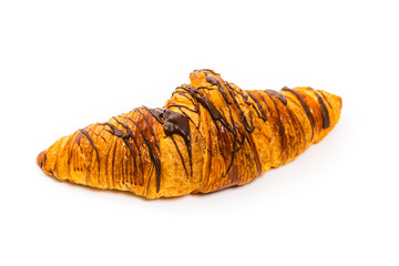 Chocolate Croissants on White Background. Selective focus.