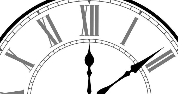 Vintage clock goes, clock stands, clock runs, clock runs back and disappears.