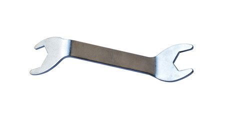 Steel wrench on white background. 