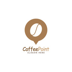 Coffee Point Logo Design with coffee bean and navigation mark