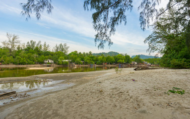 small fisherman village at Chang Lang Beach,Trang,Thailand.