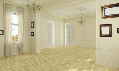 empty pavilion, interior visualization, 3D illustration